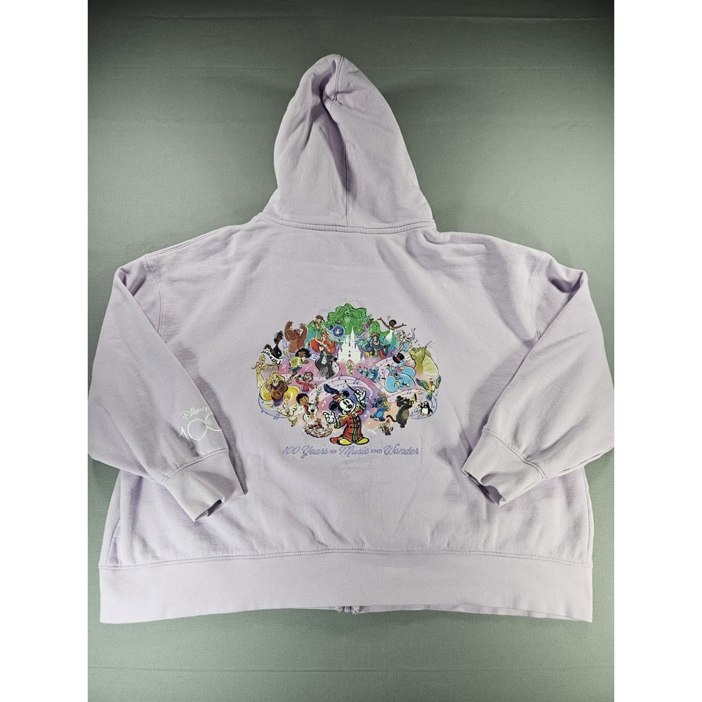 Disney 100 Zip Up Hoodie Mickey Mouse Sorcerer Purple  Sweatshirt Size 2X